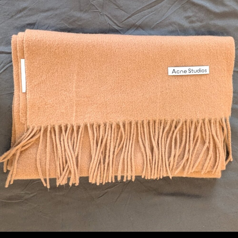 Acne Studios Camel Fringe Wool Scarf